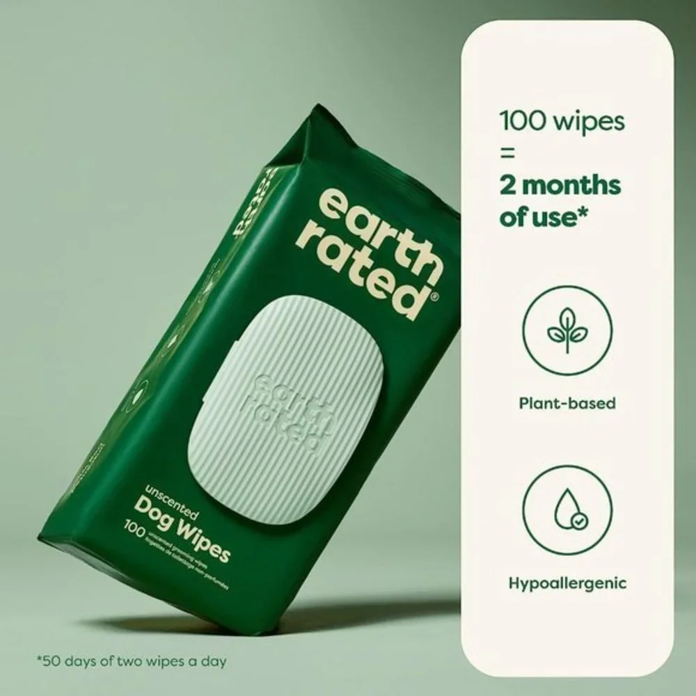 100 Count Thick Plant Based Grooming Dog Wipes‎